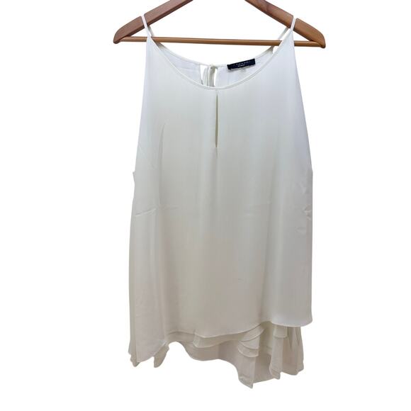 Tahari Women's 3X White Flowy Tiered Tank - Picture 2 of 9